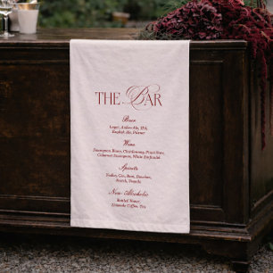 Elegant Ivory & Burgundy Wedding Bar Fabric Sign