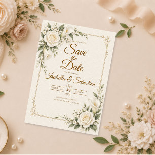 Elegant Ivory Calla Lily Wedding Save The Date