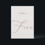 Elegant Ivory Calligraphy Table Five Table Number<br><div class="desc">Help your guests find their way with these double sided table number cards. The neutral design features a minimalist card decorated with romantic and elegant typography. Designed to coordinate with for the «ETHEREAL» Wedding Invitation Collection. Other table numbers in the collection are sold separately. View the collection link on this...</div>