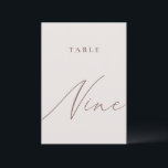 Elegant Ivory Calligraphy Table Nine Table Number<br><div class="desc">Help your guests find their way with these double sided table number cards. The neutral design features a minimalist card decorated with romantic and elegant typography. Designed to coordinate with for the «ETHEREAL» Wedding Invitation Collection. Other table numbers in the collection are sold separately. View the collection link on this...</div>