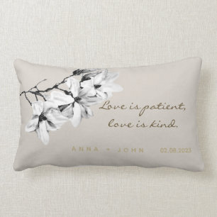 Elegant Ivory Champagne Magnolias Modern Chic Lumb Lumbar Pillow