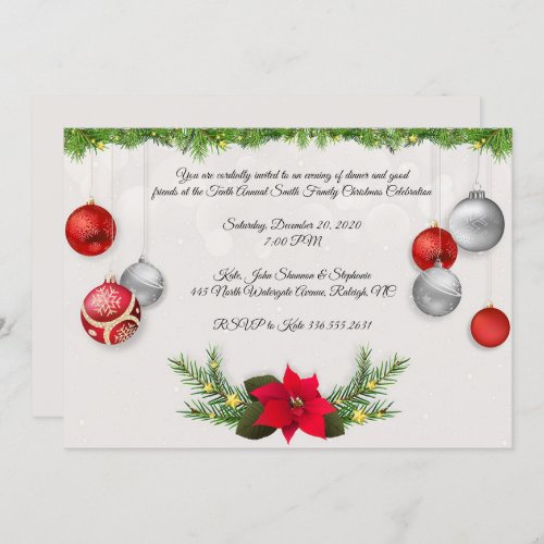 Elegant Ivory Christmas Design Party Invitation