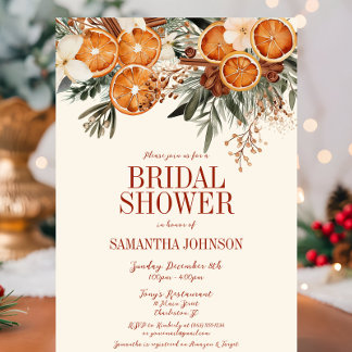 Elegant Ivory Citrus Floral Bridal Shower Invitation