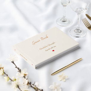 Elegant Ivory Color Rose Gold Weddings Anniversary Foil Guest Book