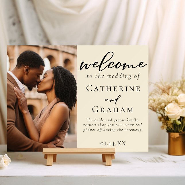 Elegant Ivory Couple Photo Wedding Welcome Foam Board (Creator Uploaded)