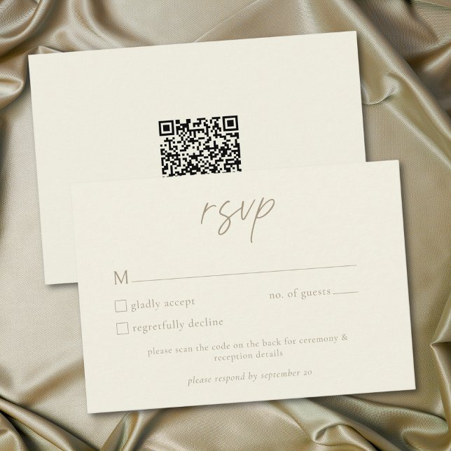 Elegant Ivory Cream Minimalist Wedding QR Code RSVP Card (Elegant Ivory Cream Minimalist Wedding RSVP Card)