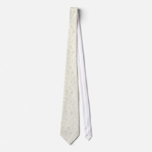 Elegant Ivory Cream Vintage Paisley Pattern Neck Tie
