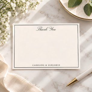 Elegant Ivory Cream Wedding Couple Names Thank You Card
