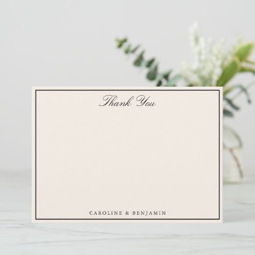 Elegant Ivory Cream Wedding Couple Names Thank You Card