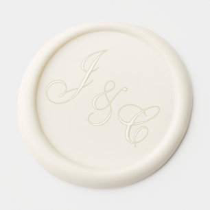 Elegant Ivory Cursive Script Wedding Monogram Wax Seal Sticker