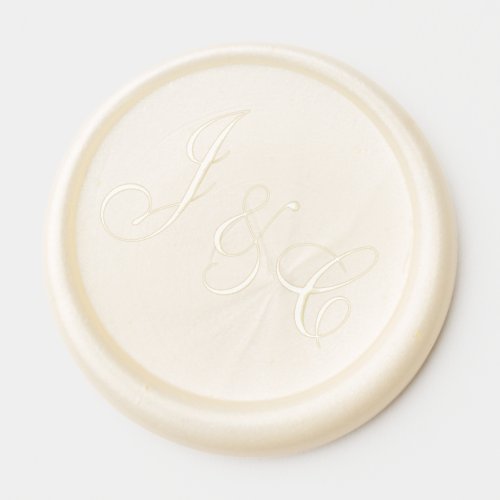 Elegant Ivory Cursive Script Wedding Monogram Wax Seal Sticker