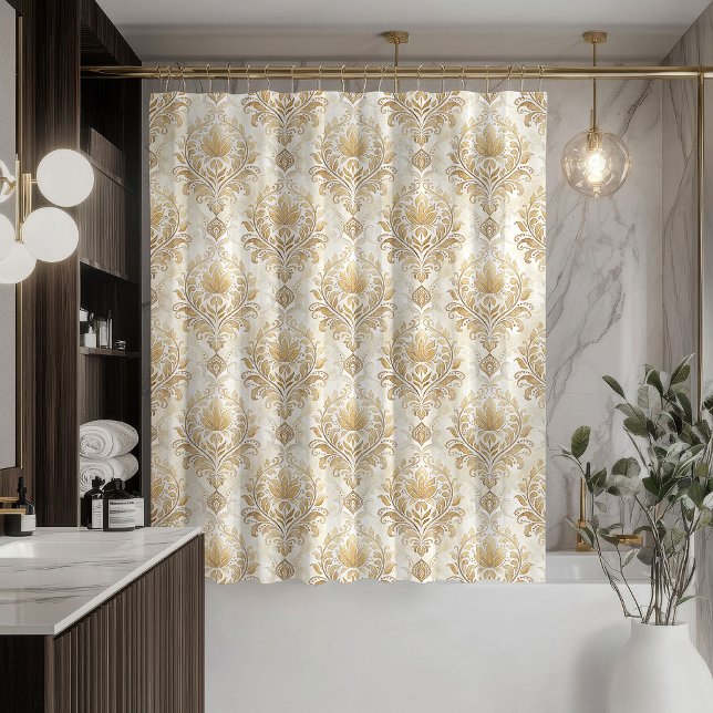 Elegant Ivory Curtain Victorian Damask Bath Accent (Elegant Ivory Curtain Victorian Damask Bath Accent)