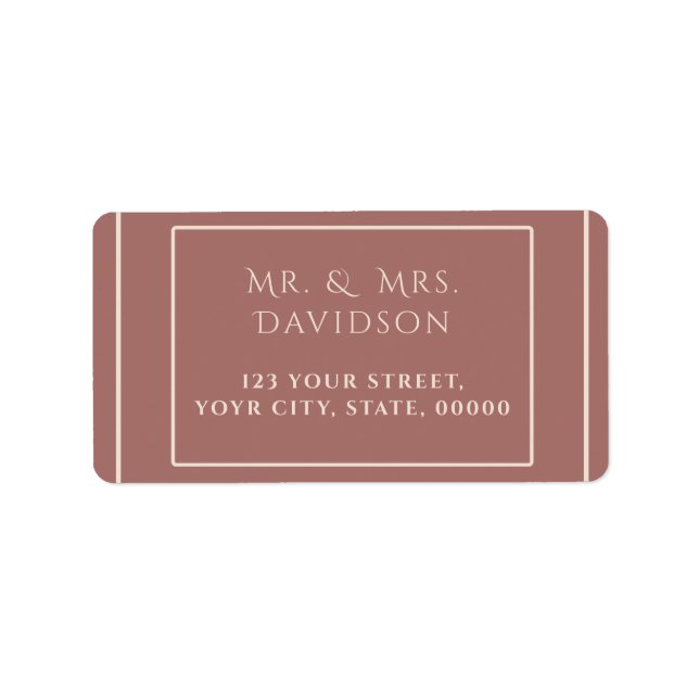Elegant Ivory Dark Peach Frame Typography Wedding Label (Front)