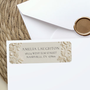 Elegant Ivory Embossed Wedding Label