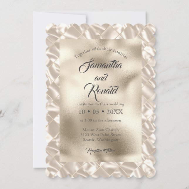 Elegant Ivory Faux Foil Wedding Invitation (Front)