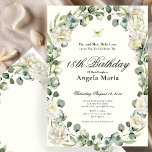 Elegant Ivory Floral 18th Birthday Debut Invitation<br><div class="desc">This elegant ivory and green floral 18th birthday debut invitation has peonies, a yellow butterfly, and an oval frame with a personalizable template to create your own message. The invitation template is customizable in the listing editor and is also available as a digital download that's printable after you personalize it....</div>