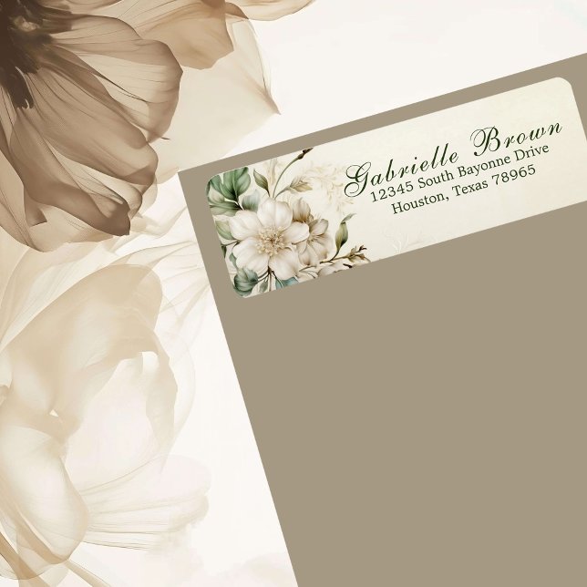 Elegant Ivory Floral Bouquet Return Address Label (Creator Uploaded)