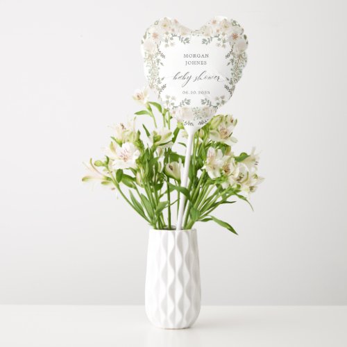 elegant ivory floral bridal shower balloon