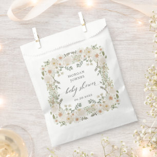 elegant ivory floral bridal shower gift tags favor bag