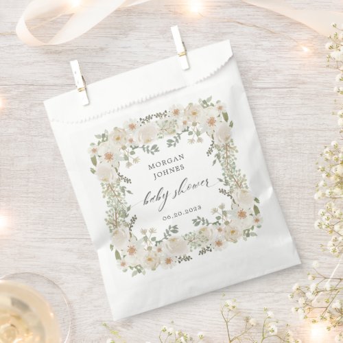 elegant ivory floral bridal shower gift tags favor bag