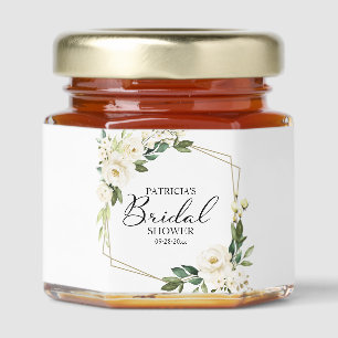 Elegant Ivory Floral Bridal Shower Honey Jar Favors