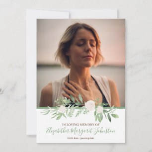 Elegant Ivory Floral In Loving Memory Funeral Thank You Card