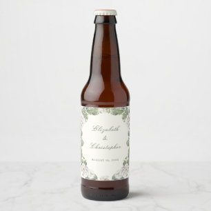 Elegant Ivory Floral Wedding Beer Bottle Labels