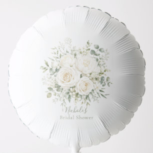 Elegant Ivory Floral Wedding Bridal Shower Balloon