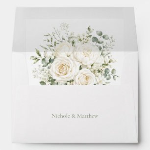 Elegant Ivory Floral Wedding Envelope
