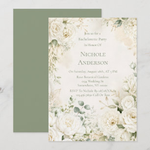 Elegant Ivory Florals Bachelorette Party  Invitation