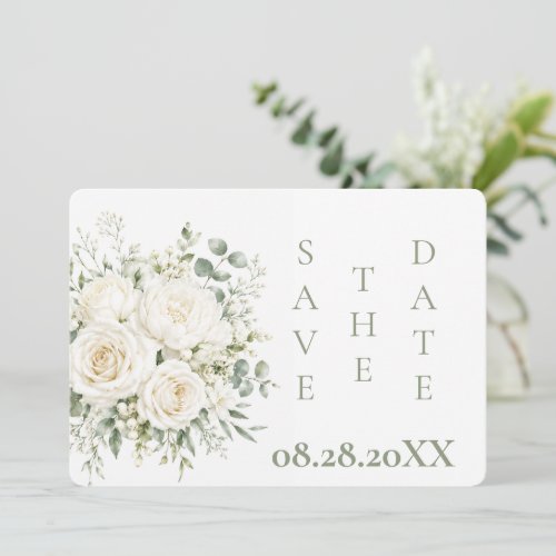 Elegant Ivory Florals Wedding Save The Date