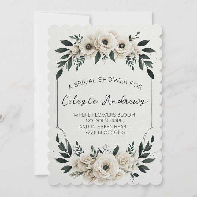 Elegant Ivory Flowers Invitation (Front)