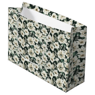 Elegant Ivory Flowers Large Gift Bag