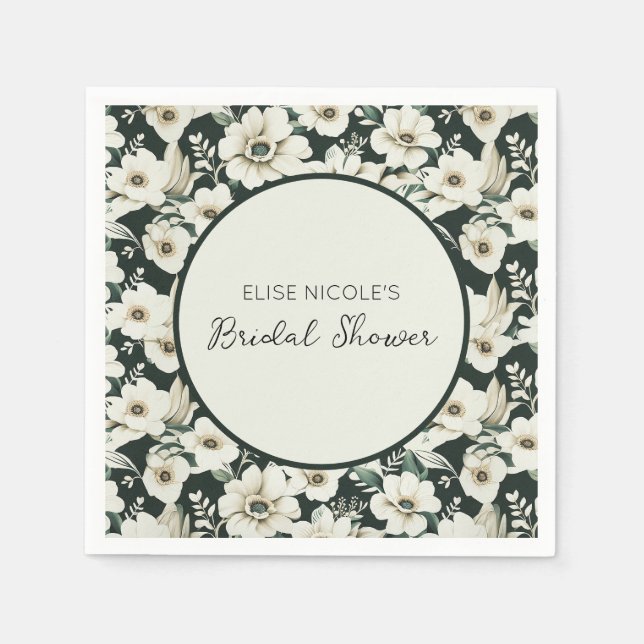 Elegant Ivory Flowers Napkins (Front)