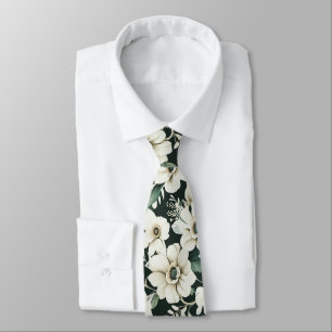 Elegant Ivory Flowers Neck Tie