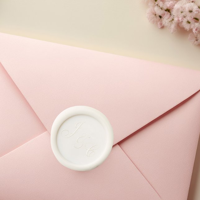 Elegant Ivory Formal Wedding Monogram Calligraphy Wax Seal Stamp (Creator Uploaded)