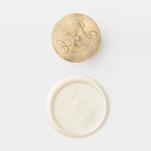 Elegant Ivory Formal Wedding Monogram Calligraphy Wax Seal Stamp