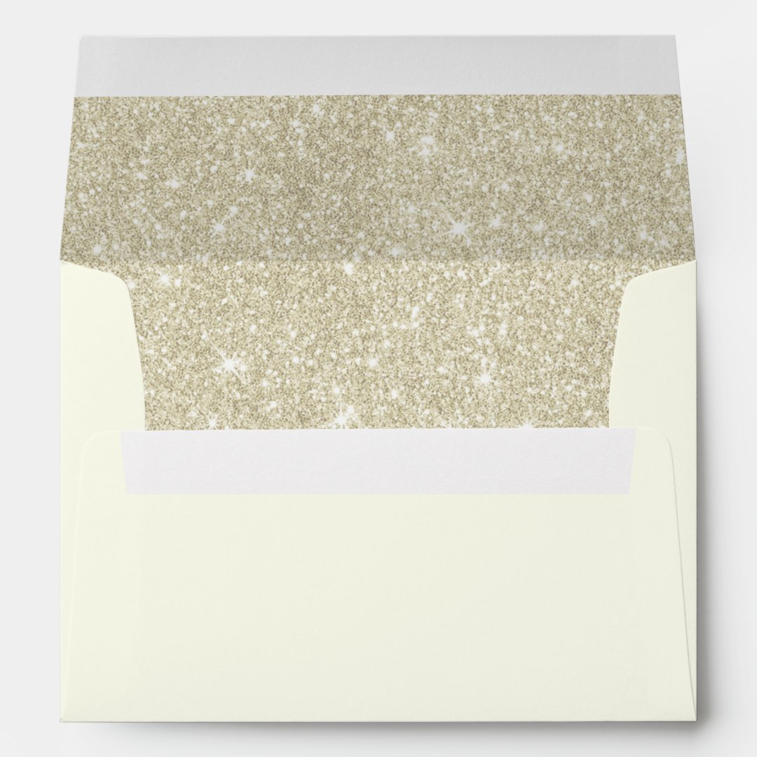 Elegant Ivory Glitter Wedding Envelope 