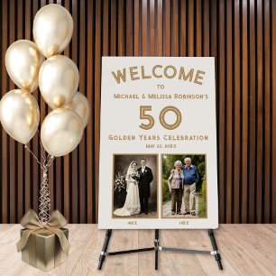 Elegant Ivory & Gold 50th Wedding Anniversary Welc Foam Board