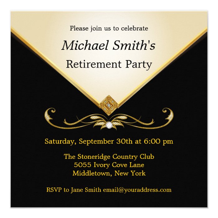 Elegant Ivory Gold Black Special Event Invitations