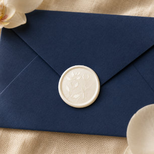 Elegant Ivory Gold Botanical Wedding Monogram Wax Seal Sticker
