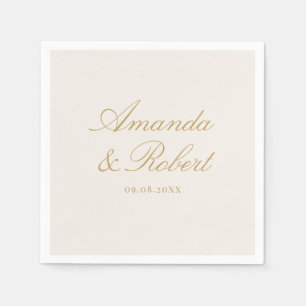 Elegant Ivory Gold Calligraphy Monogram Wedding Napkins