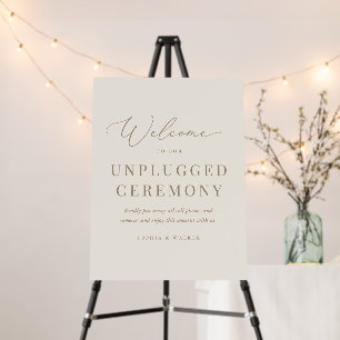Elegant Ivory Gold Calligraphy Unplugged Ceremony Foam Board