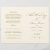 Elegant Ivory Gold Calligraphy Wedding Programs (Front)