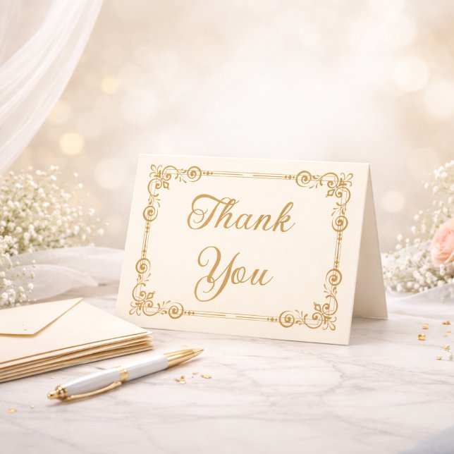Elegant Ivory Gold Filigree Script Thank You (Creator Uploaded)