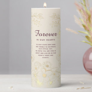 Elegant Ivory Gold Floral Wedding Memorial Candle
