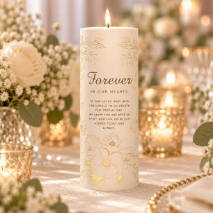 Elegant Ivory Gold Floral Wedding Memorial Candle