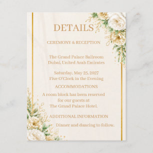 Elegant Ivory & Gold Floral Wedding Suite Collecti Enclosure Card