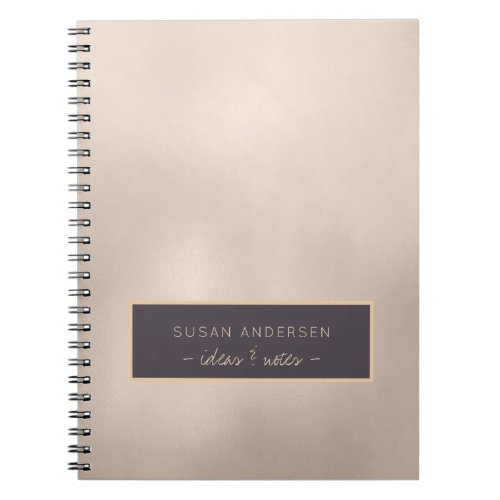 Elegant Ivory Gold Foil Name and Text Personalized Notebook