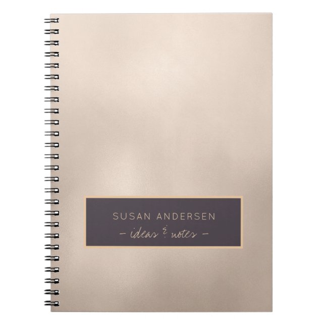 Elegant Ivory Gold Foil Name and Text Personalized Notebook (Front)